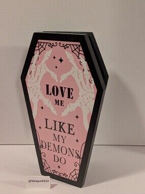 Halloween Coffin Trinket Box Wood Pink Love Me Like My Demons Do Summerween